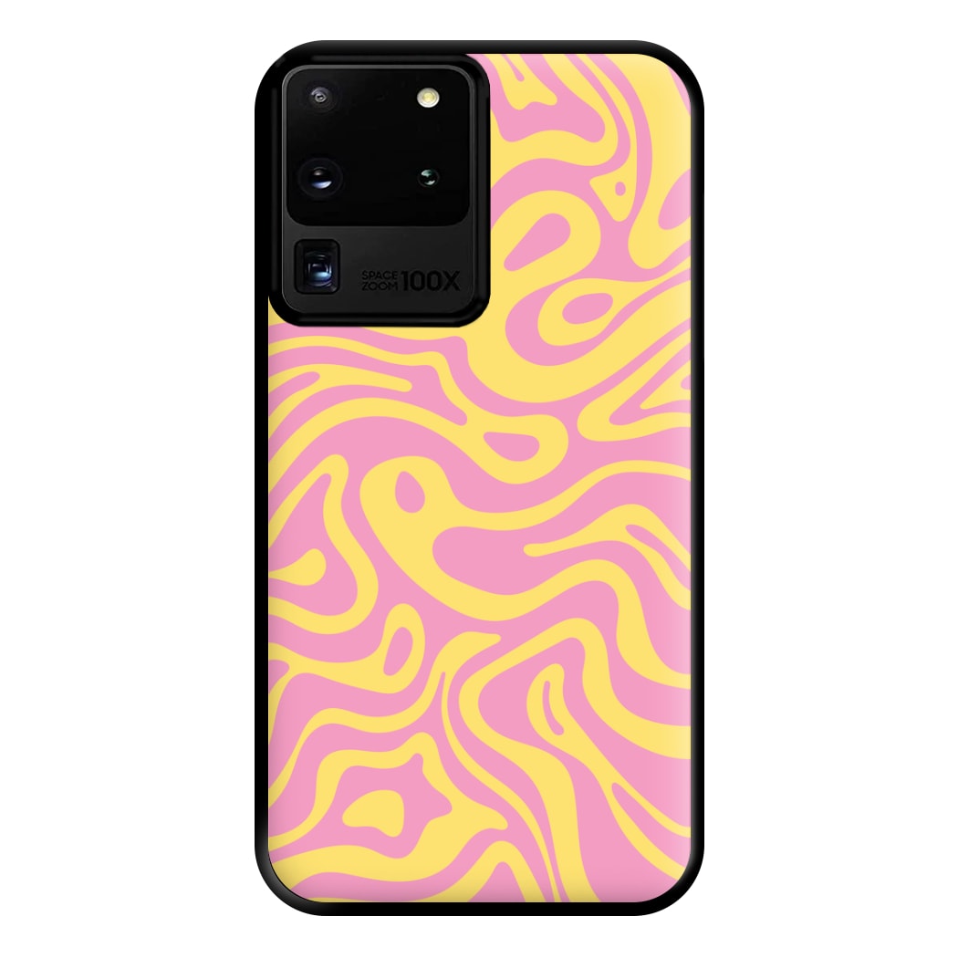 Yellow And Pink Waves Pattern Phone Case for Galaxy S20 Ultra