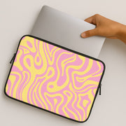 Yellow And Pink Waves Pattern Laptop Sleeve 2