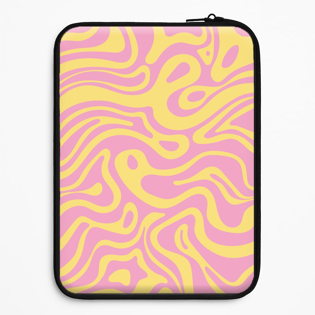 Yellow And Pink Waves Pattern Laptop Sleeve