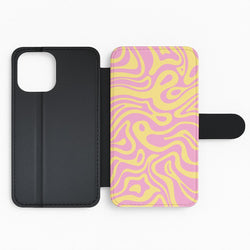 Yellow And Pink Waves Pattern Flip Phone Case