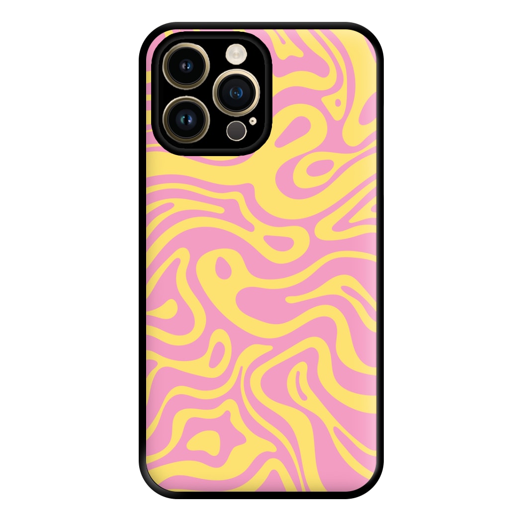 Yellow And Pink Waves Pattern Phone Case for iPhone 14 Pro Max
