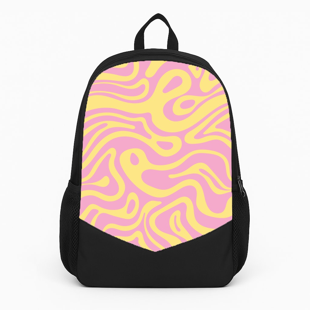 Yellow And Pink Waves Pattern Backpack