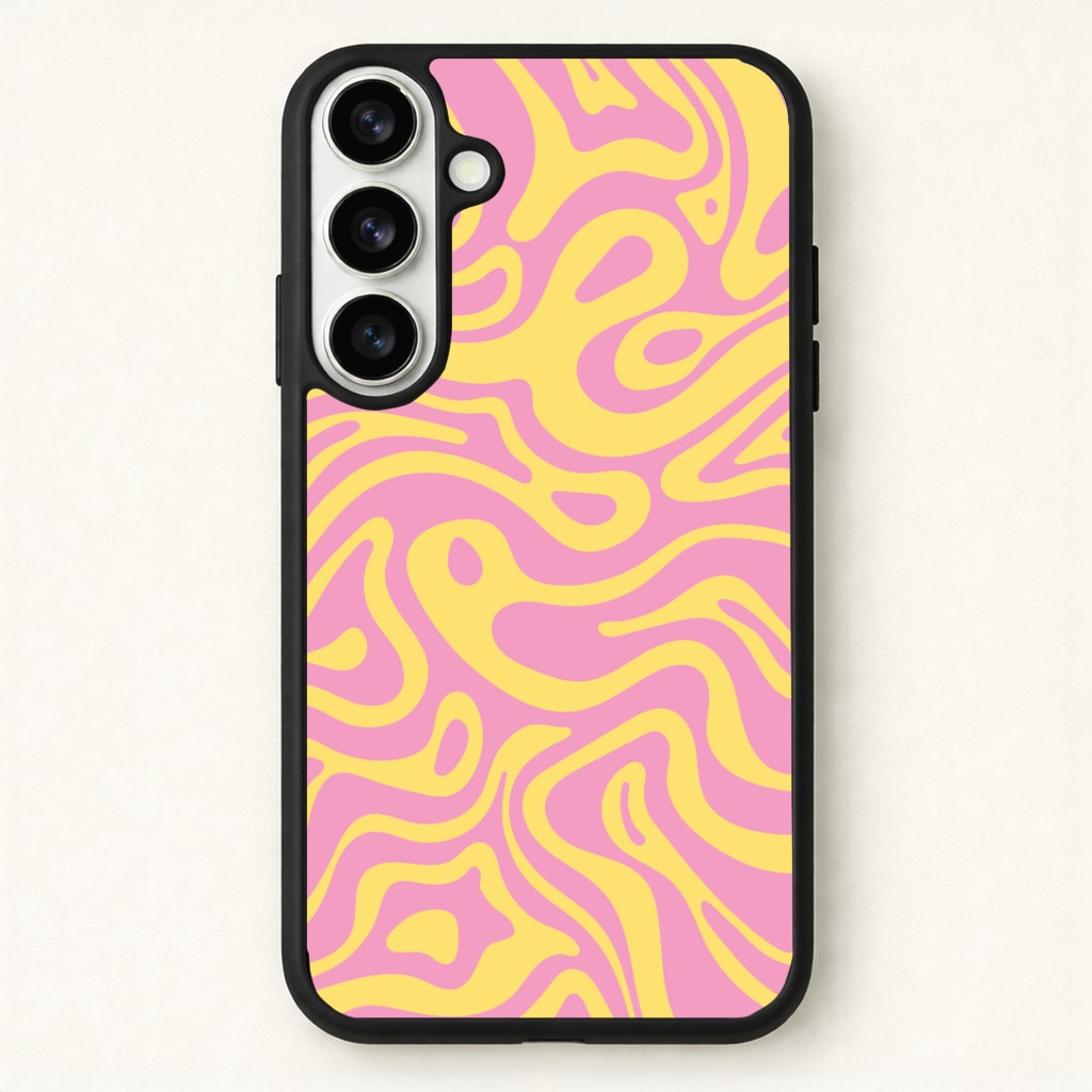 Yellow And Pink Waves Pattern Phone Case for Galaxy S26 Plus