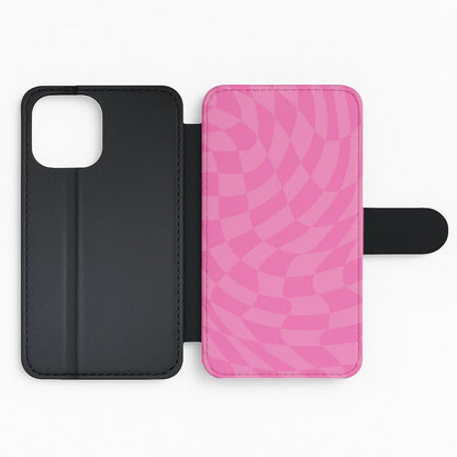 Pink Trippy Checkerboard Pattern Flip Phone Case