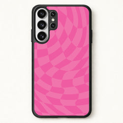 Pink Trippy Checkerboard Pattern Phone Case for Galaxy S26 Ultra