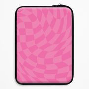 Pink Trippy Checkerboard Pattern Laptop Sleeve 1