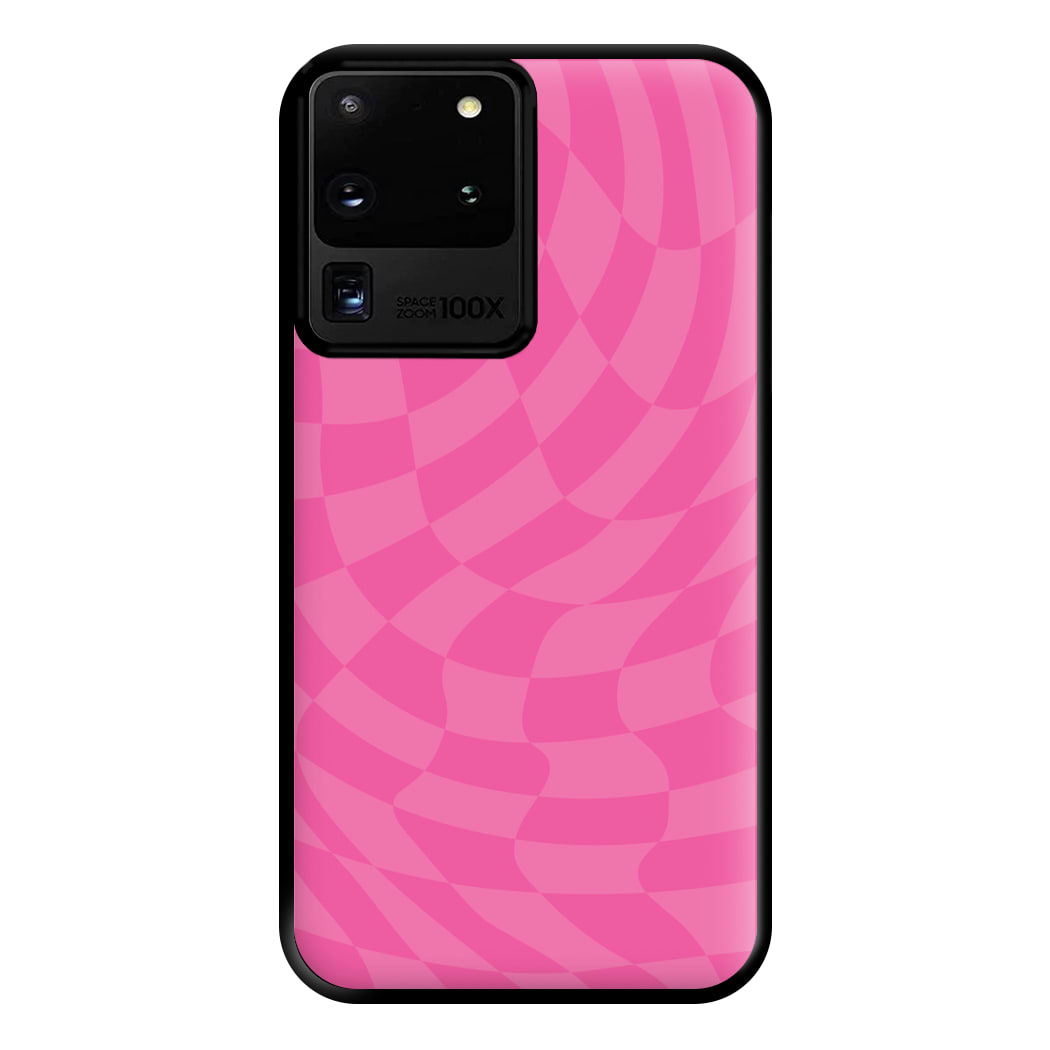 Pink Trippy Checkerboard Pattern Phone Case for Galaxy S20 Ultra