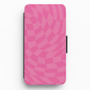 Pink Trippy Checkerboard Pattern Flip / Wallet Phone Case 1