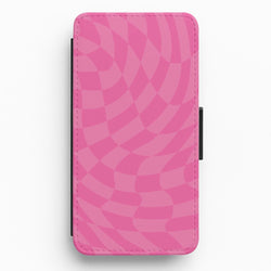 Pink Trippy Checkerboard Pattern Flip / Wallet Phone Case