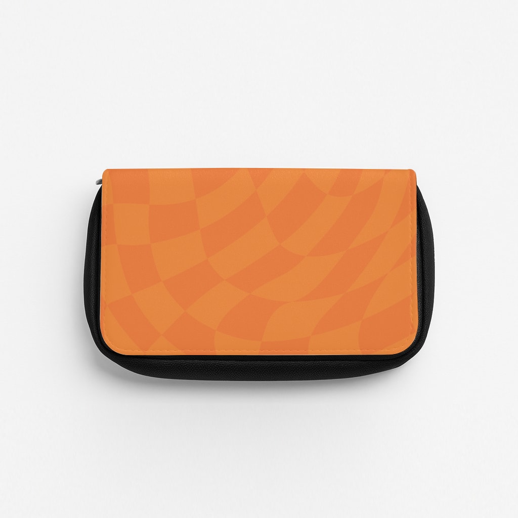 Orange Trippy Checkerboard Pattern Pencil Case