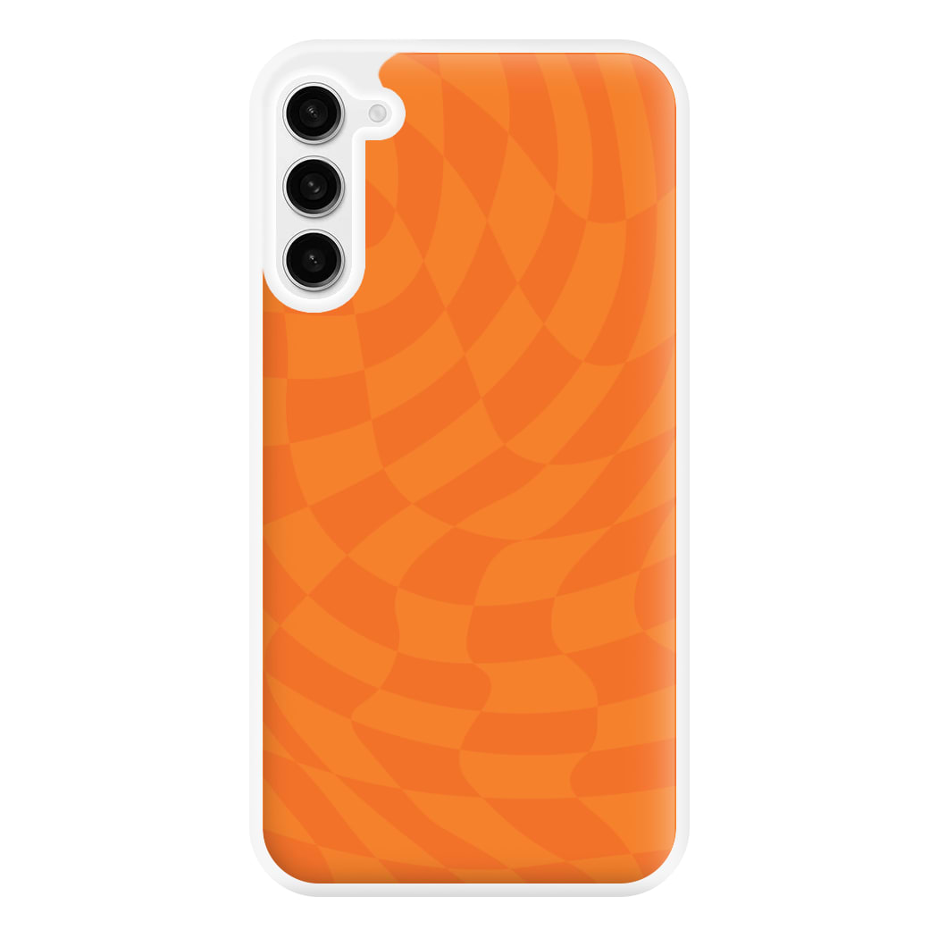 Orange Trippy Checkerboard Pattern Phone Case for Galaxy S23FE