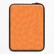 Orange Trippy Checkerboard Pattern Laptop Sleeve 1