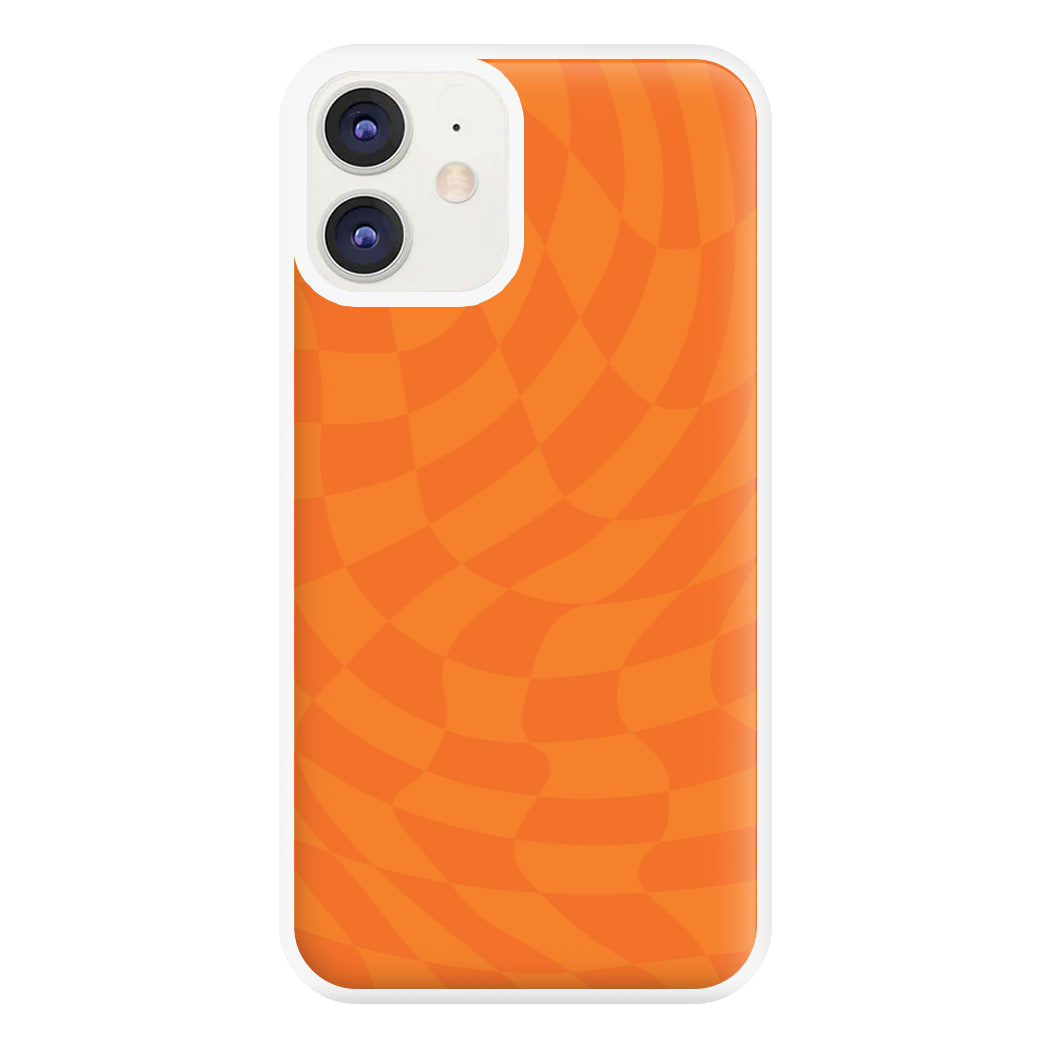 Orange Trippy Checkerboard Pattern Phone Case for iPhone 11