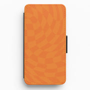 Orange Trippy Checkerboard Pattern Flip / Wallet Phone Case 1