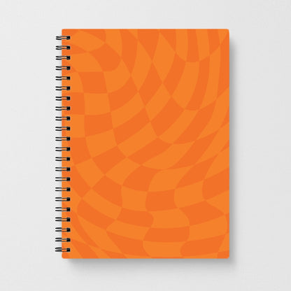 Orange Trippy Checkerboard Pattern Notebook