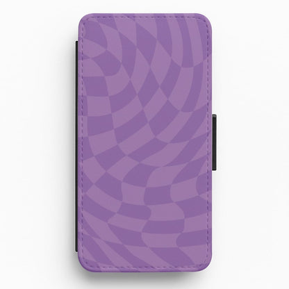 Purple Trippy Checkerboard Pattern Flip / Wallet Phone Case