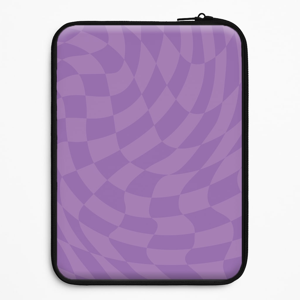 Purple Trippy Checkerboard Pattern Laptop Sleeve
