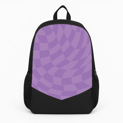 Purple Trippy Checkerboard Pattern Large Backpack