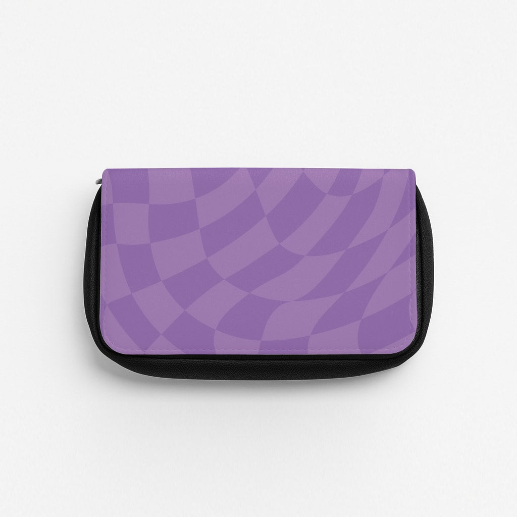 Purple Trippy Checkerboard Pattern Pencil Case
