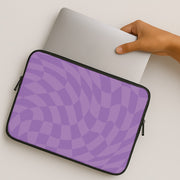 Purple Trippy Checkerboard Pattern Laptop Sleeve 2