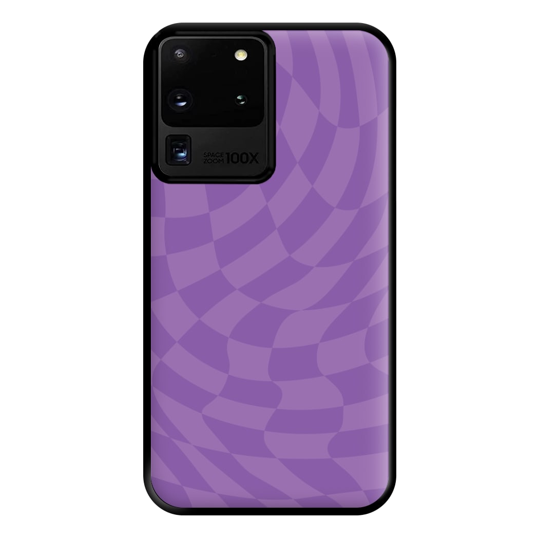 Purple Trippy Checkerboard Pattern Phone Case for Galaxy S20 Ultra