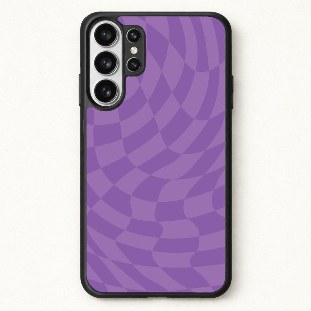 Purple Trippy Checkerboard Pattern Phone Case for Galaxy S26 Ultra