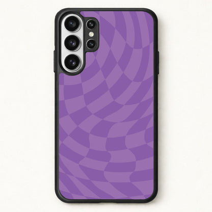 Purple Trippy Checkerboard Pattern Phone Case for Galaxy S26 Ultra
