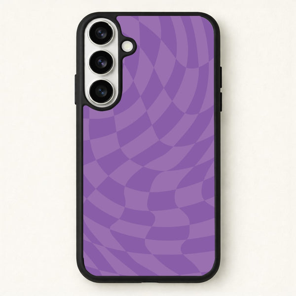Purple Trippy Checkerboard Pattern Phone Case for Galaxy S26