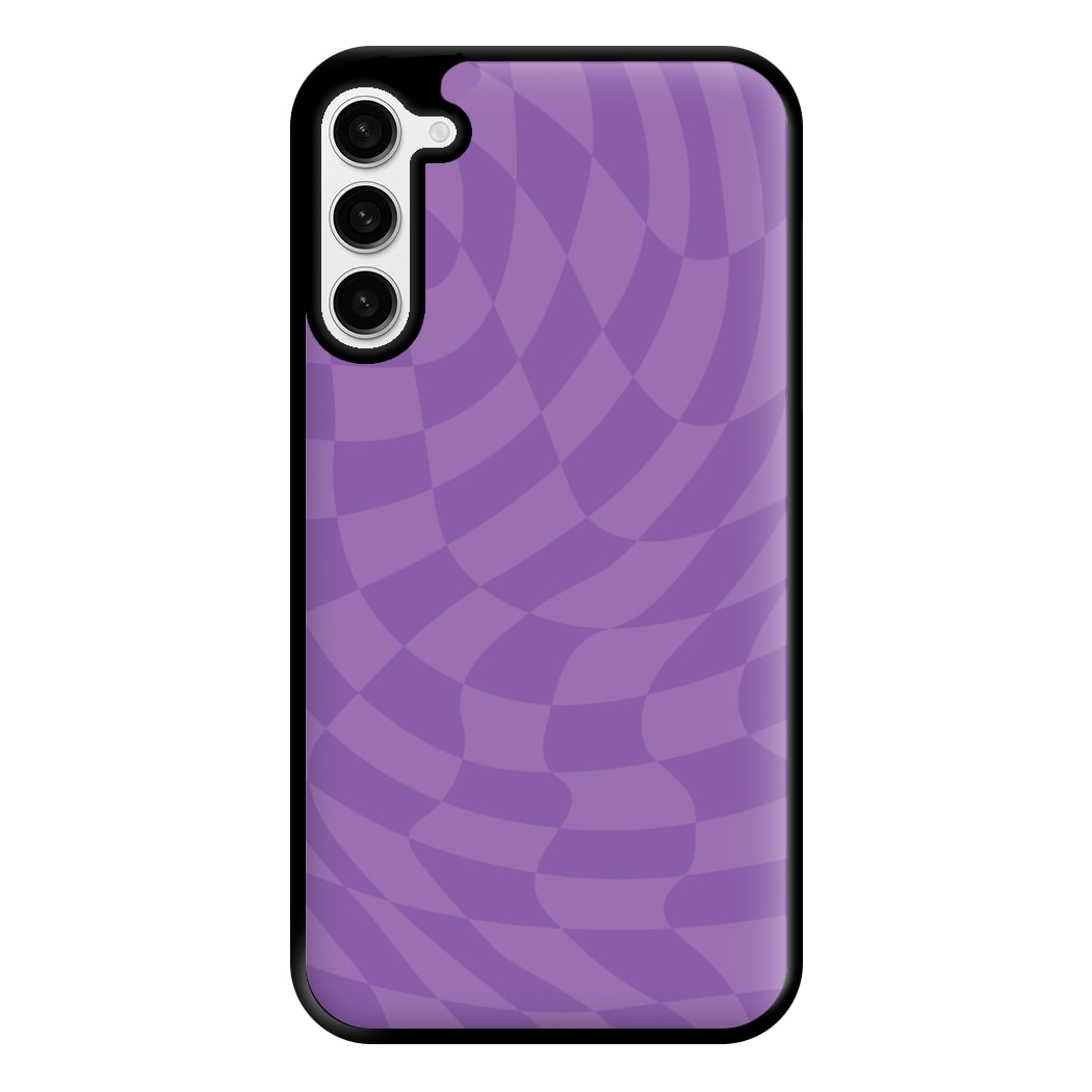 Purple Trippy Checkerboard Pattern Phone Case for Galaxy S23 Plus