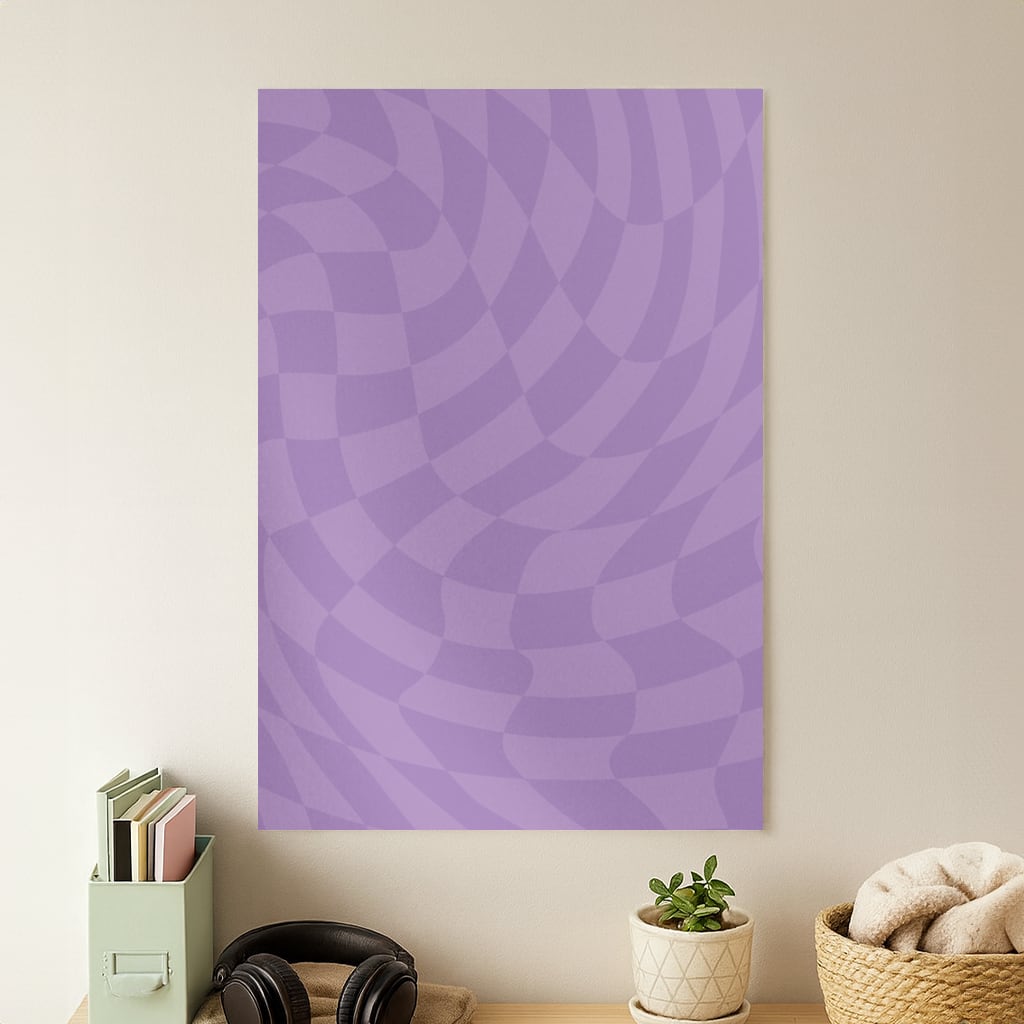 Purple Trippy Checkerboard Pattern Poster
