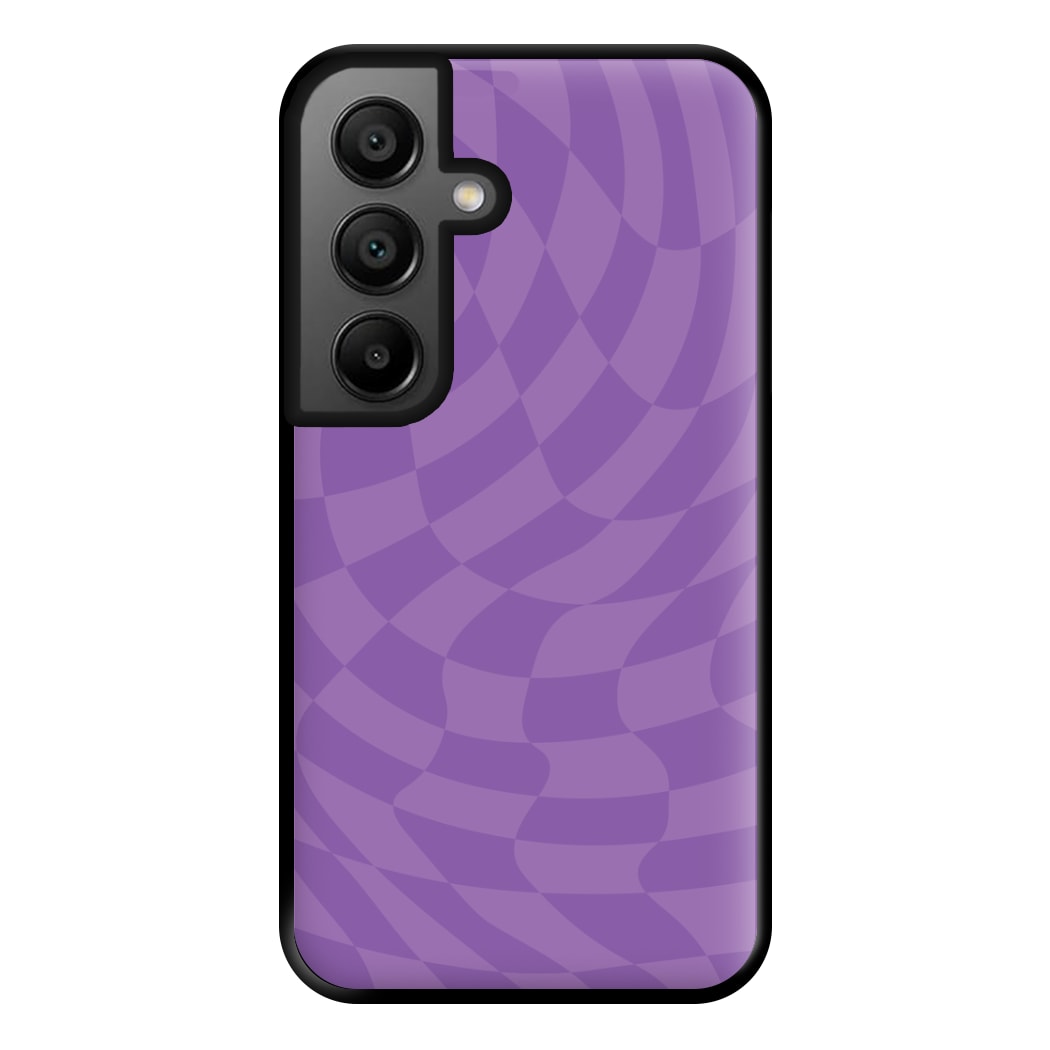 Purple Trippy Checkerboard Pattern Phone Case for Galaxy A56