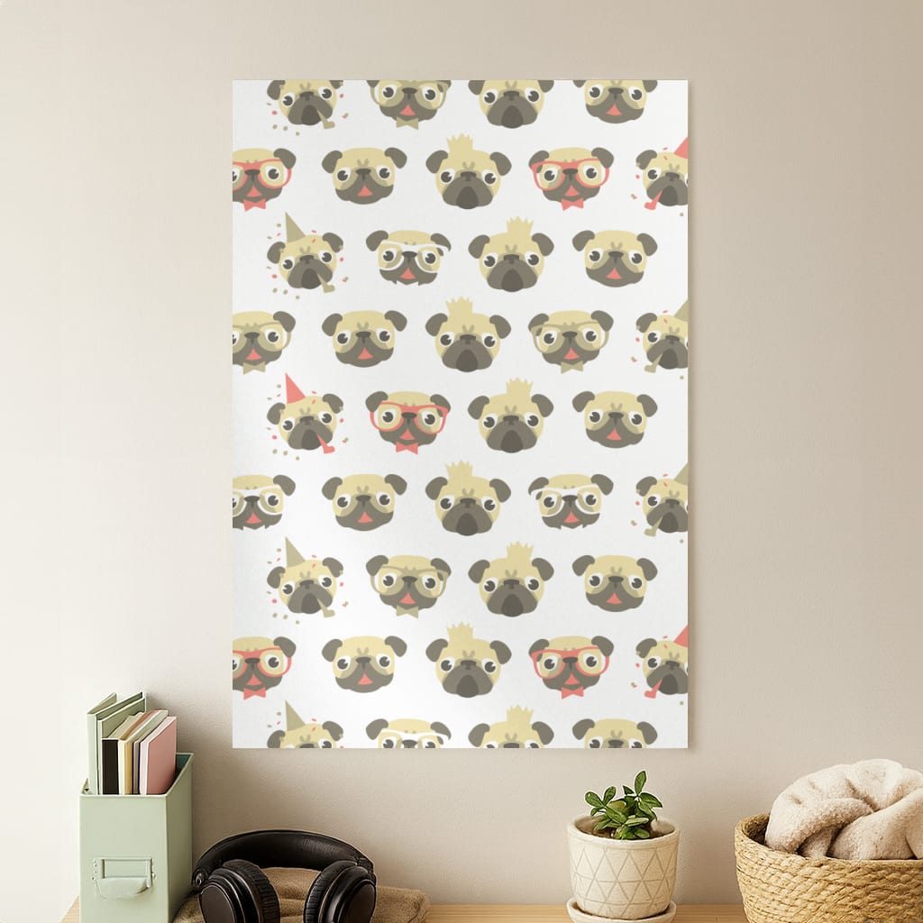 Pug Life - Pug Pattern Poster