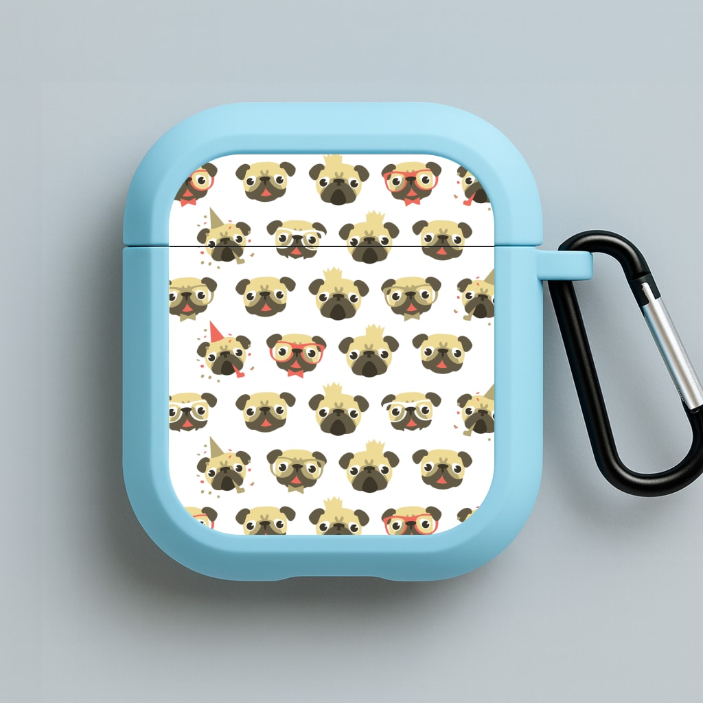 Pug Life - Pug Pattern Blue AirPods Case