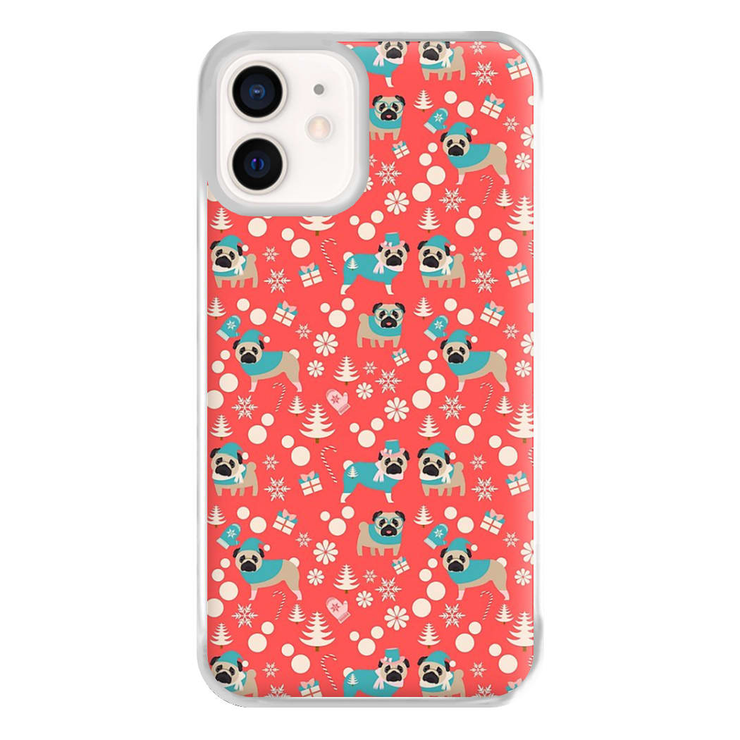 Christmas Pug Pattern Phone Case for iPhone 12 Mini