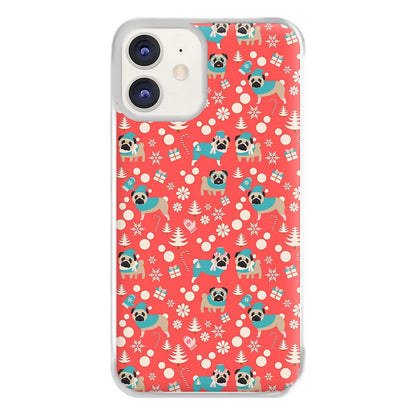 Christmas Pug Pattern Phone Case for iPhone 12 / 12 Pro