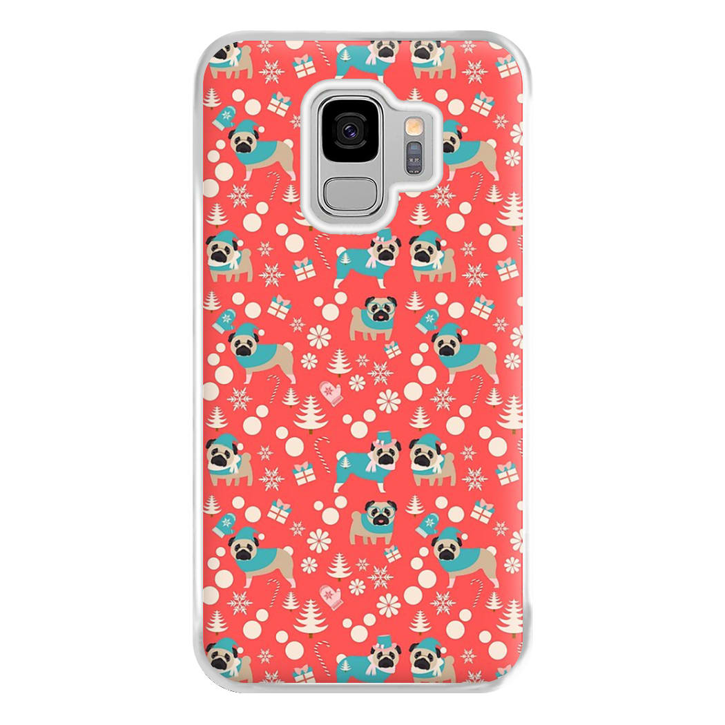 Christmas Pug Pattern Phone Case for Galaxy S9 Plus