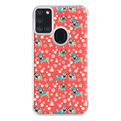 Christmas Pug Pattern Phone Case for Galaxy A21s