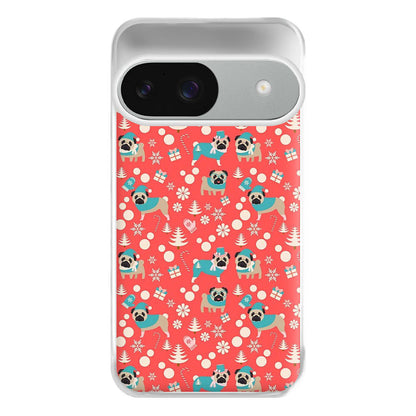 Christmas Pug Pattern Phone Case for Google Pixel 9 / 9 Pro