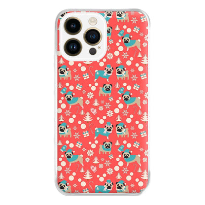 Christmas Pug Pattern Phone Case for iPhone 14 Pro Max