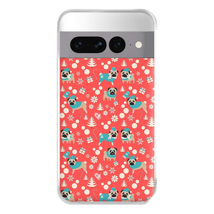 Christmas Pug Pattern Phone Case for Google Pixel 7 Pro