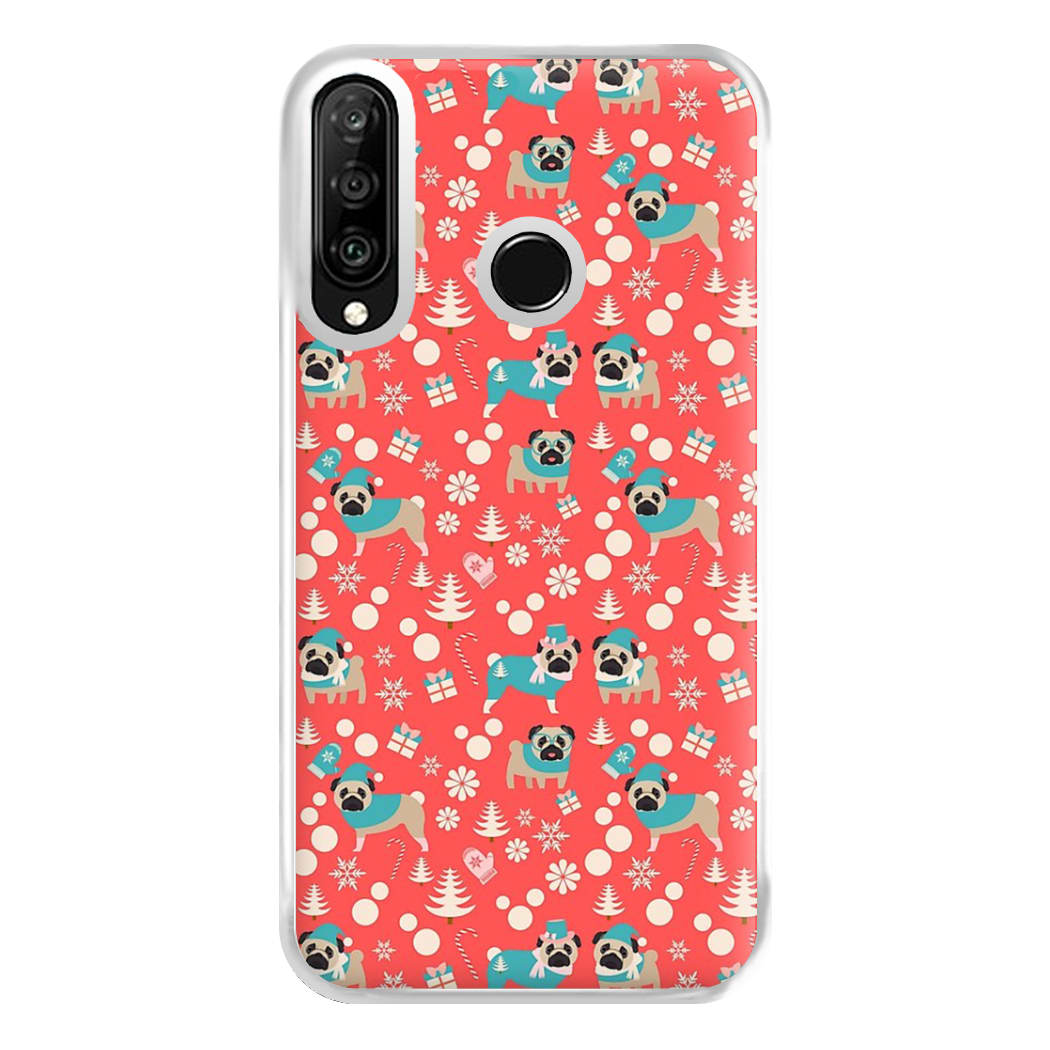 Christmas Pug Pattern Phone Case for Huawei P30 Lite