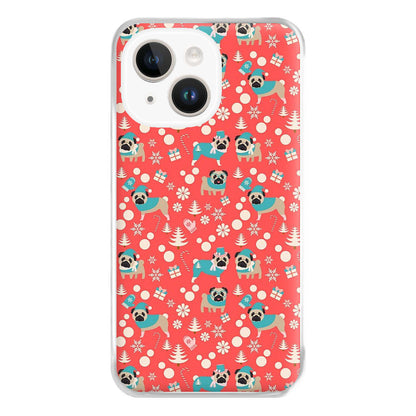 Christmas Pug Pattern Phone Case for iPhone 14 Plus