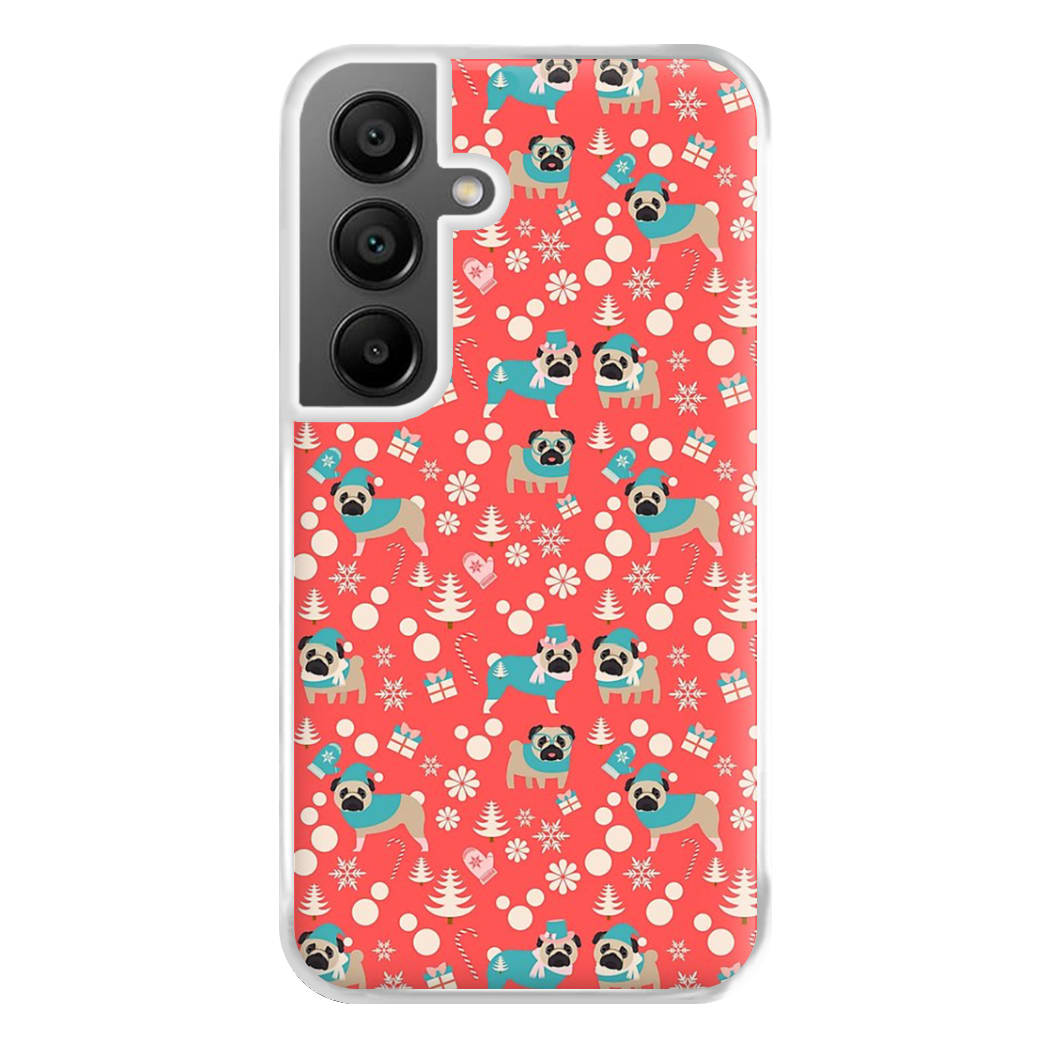 Christmas Pug Pattern Phone Case for Galaxy A55