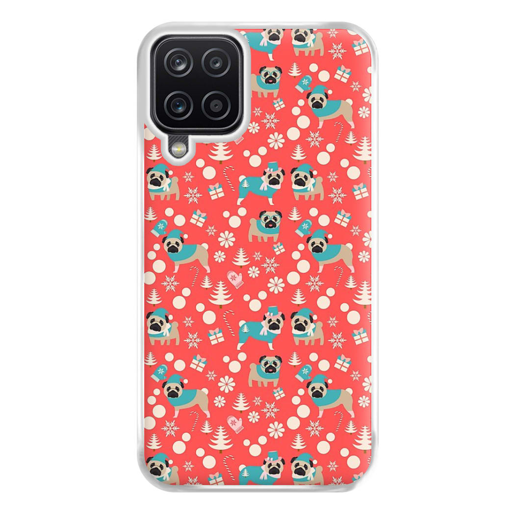 Christmas Pug Pattern Phone Case for Galaxy A12