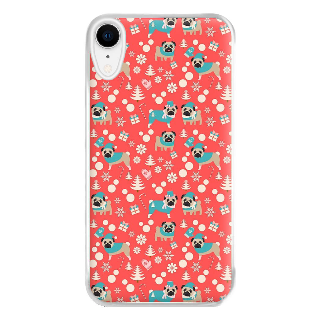 Christmas Pug Pattern Phone Case for iPhone XR