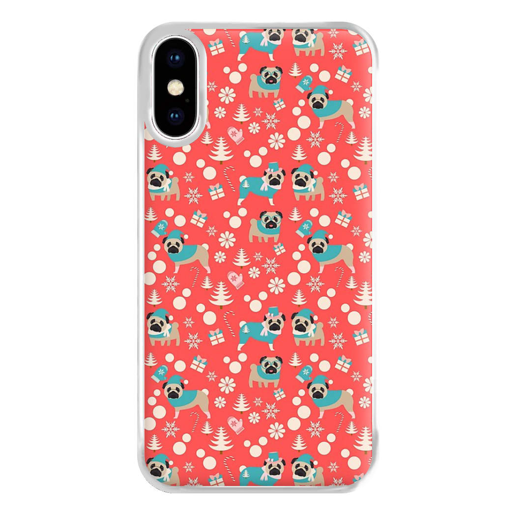 Christmas Pug Pattern Phone Case for iPhone XS Max