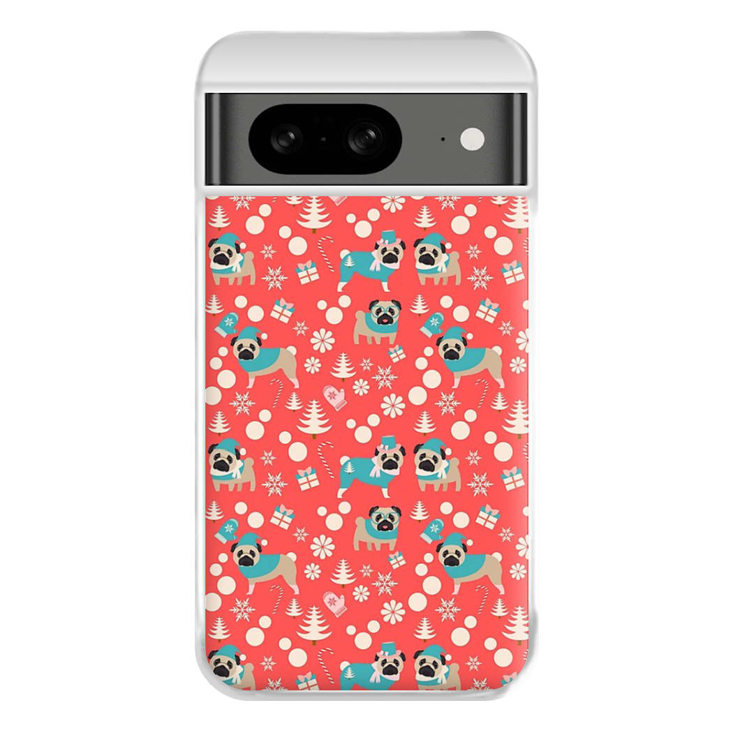 Christmas Pug Pattern Phone Case for Google Pixel 8