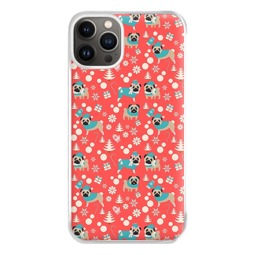 Christmas Pug Pattern Phone Case for iPhone 13