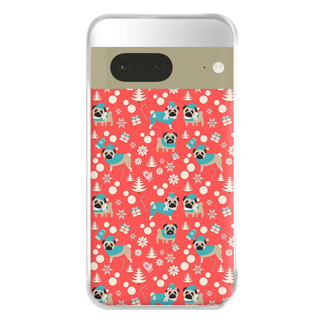 Christmas Pug Pattern Phone Case for Google Pixel 7a