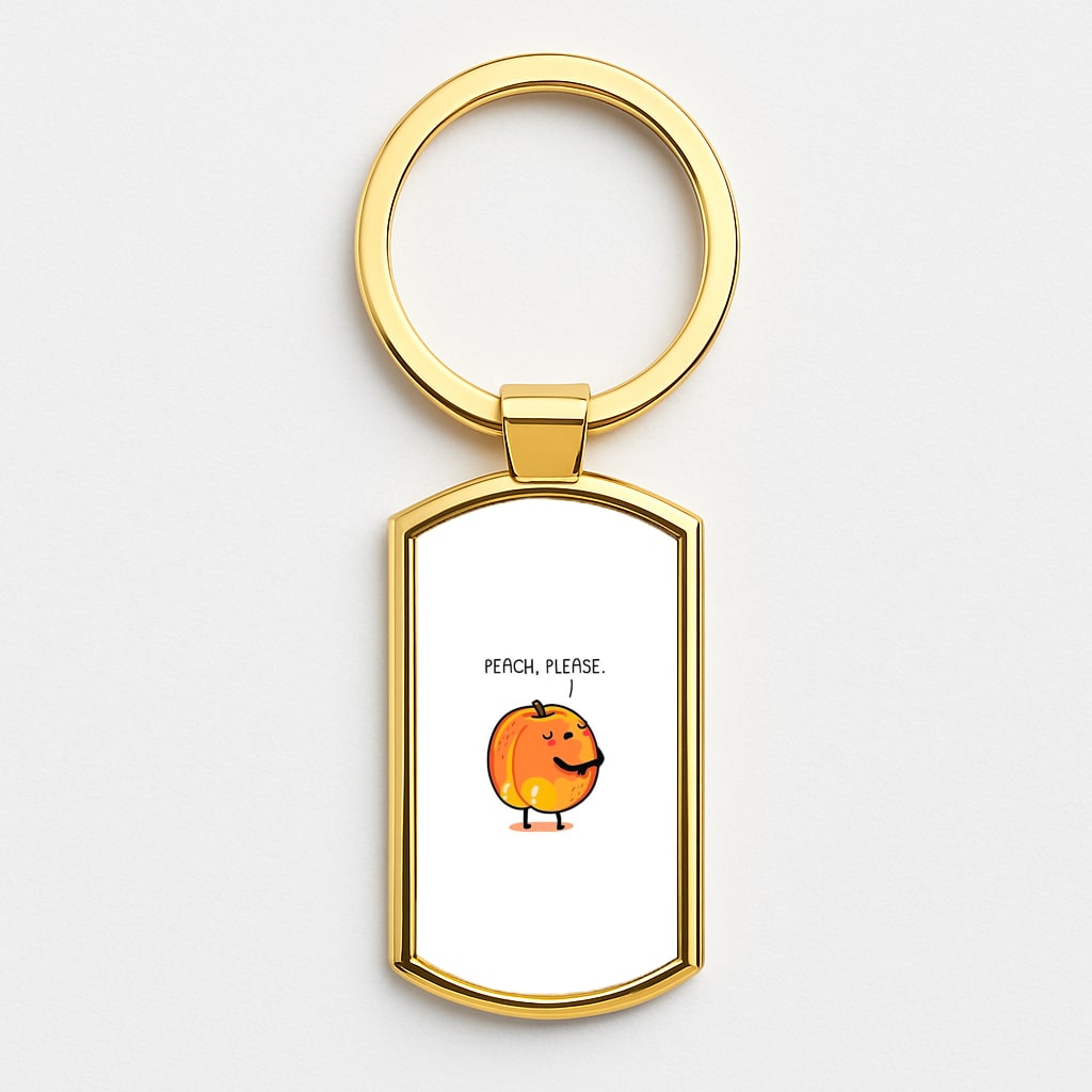Peach, Please - Funny Pun Gold Keyring